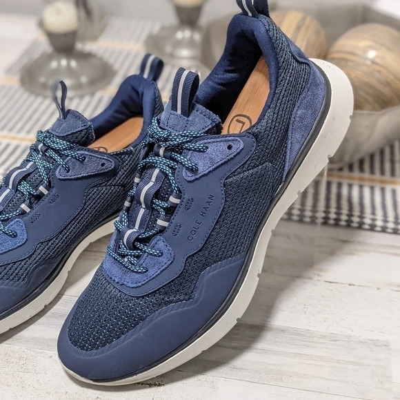 Cole Haan men's shoes 9.5M D, blue leather and mesh zero grand athletic trainers - Picture 12 of 16